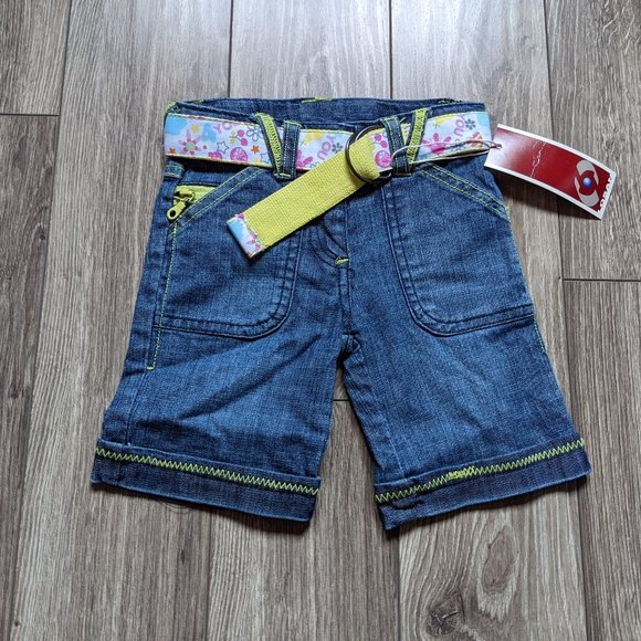 NWT Toddler Girl (2Y) - LOSAN Denim Bermuda Shorts with Belt - Picture 1 of 6